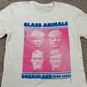 🎸 '22 Glass Animals Band Pink Headshot Full Group Dreamland Tour Tee Shirt